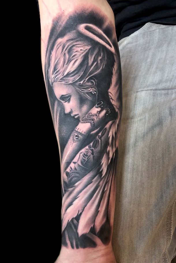 Gesicht eine Frau auf dem Arm, TattooDesign