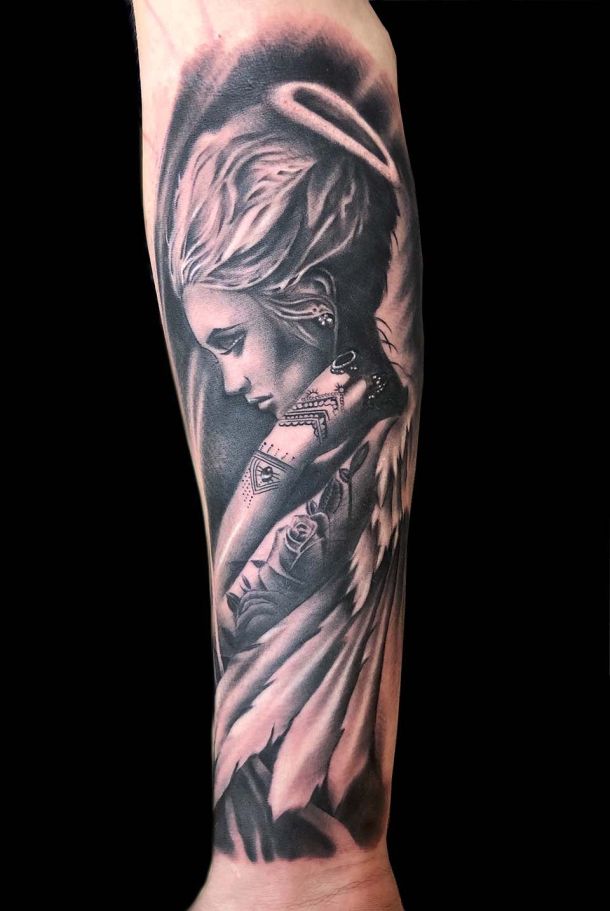 Gesicht eine Frau auf dem Arm, TattooDesign